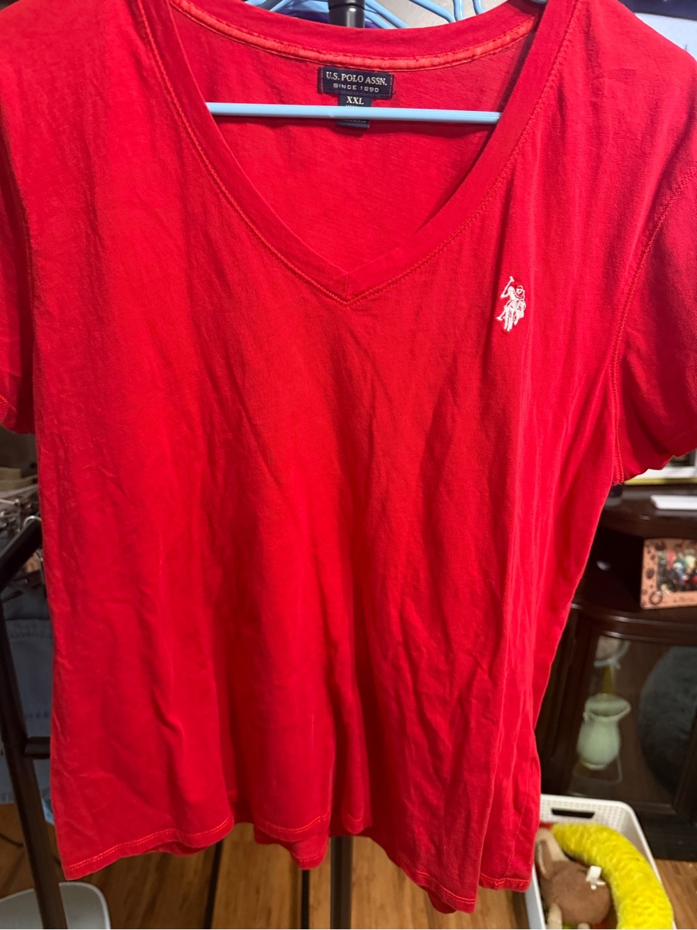 U.S. Polo Assn. Bright Red Crewneck Tee with Navy Tag